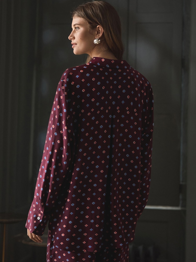 Burgundy Viscose Blend Long Sleeve Shirt - Image 3 of 6