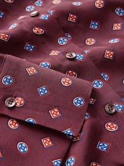 Burgundy Viscose Blend Long Sleeve Shirt - Image 5 of 6