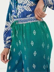 FatFace Harper Blue Ombre Leaves Wide Leg Trousers - Image 7 of 8