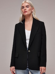 Whistles Black Petite Boyfriend Crepe Blazer - Image 1 of 5