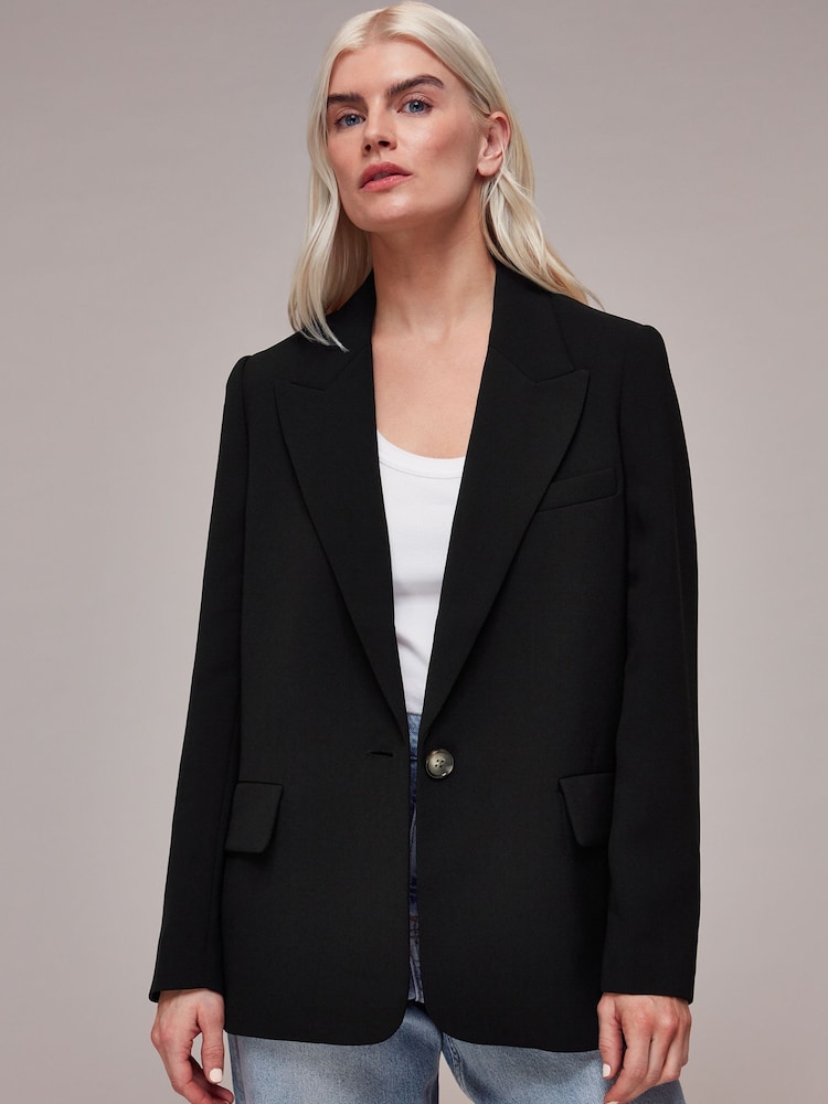 Whistles Black Petite Boyfriend Crepe Blazer - Image 1 of 5