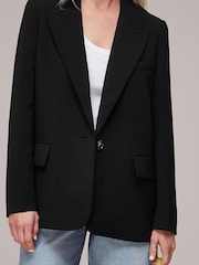 Whistles Black Petite Boyfriend Crepe Blazer - Image 3 of 5