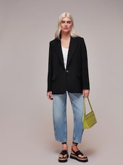 Whistles Black Petite Boyfriend Crepe Blazer - Image 4 of 5