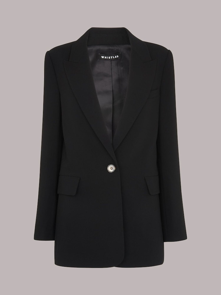 Whistles Black Petite Boyfriend Crepe Blazer - Image 5 of 5