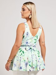 Yours Curve Green Sweetheart Peplum Top - Image 3 of 5