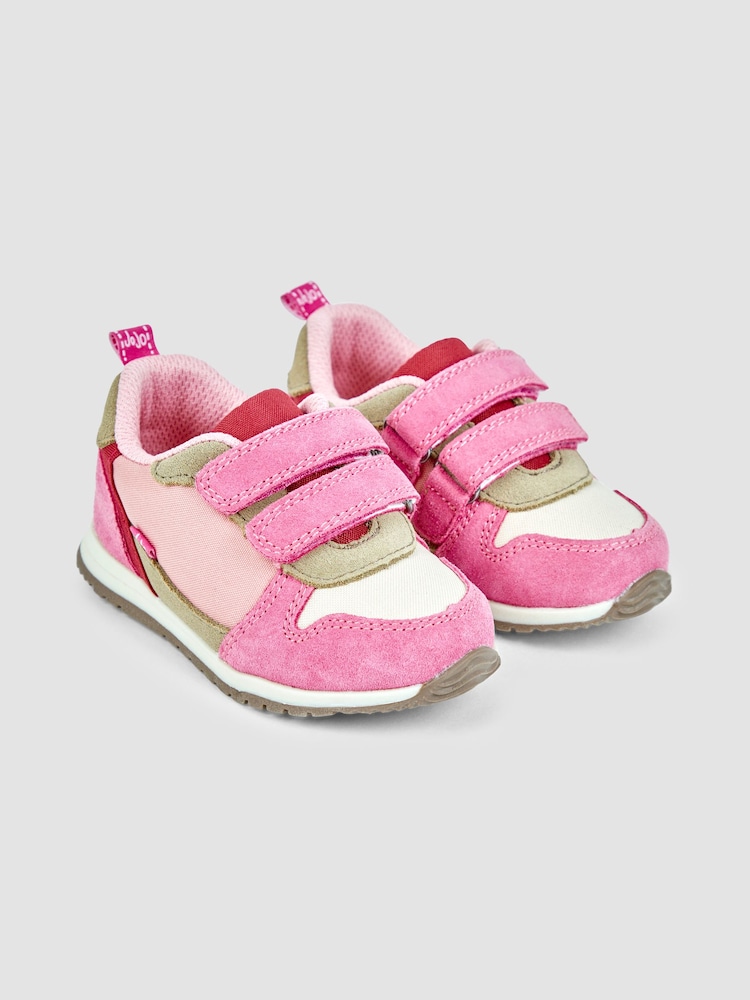 JoJo Maman Bébé Bright Pink Colourblock Riptape Trainer - Image 1 of 7