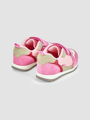 JoJo Maman Bébé Bright Pink Colourblock Riptape Trainer - Image 2 of 7