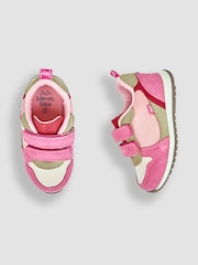 JoJo Maman Bébé Bright Pink Colourblock Riptape Trainer - Image 3 of 7
