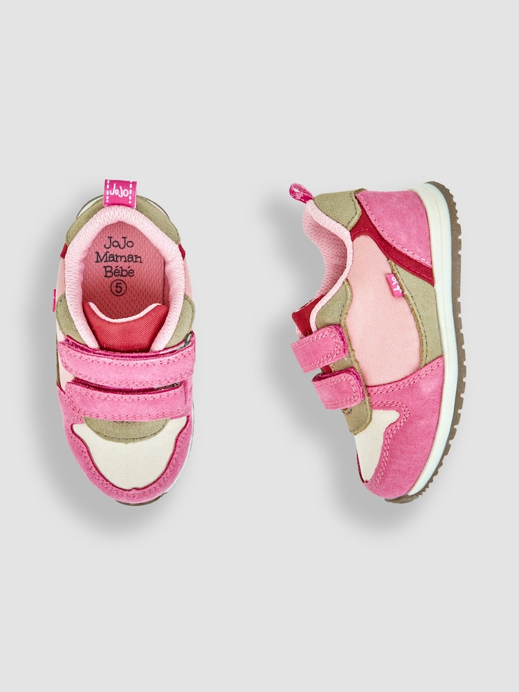 JoJo Maman Bébé Bright Pink Colourblock Riptape Trainer - Image 3 of 7