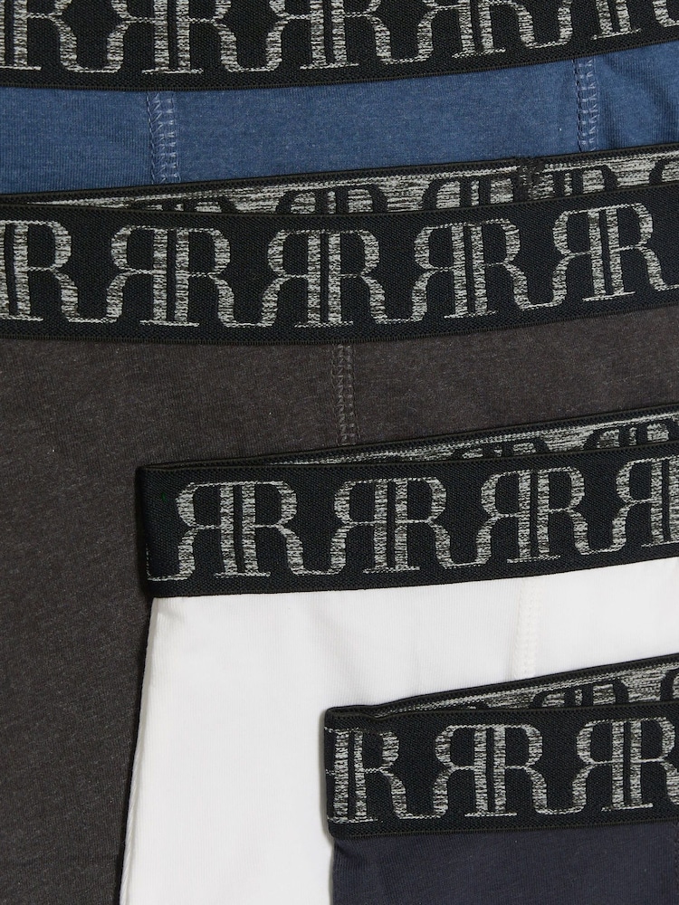 River Island Blue Boys Marl 100% Cotton Boxers 5 Pack - Image 3 of 3