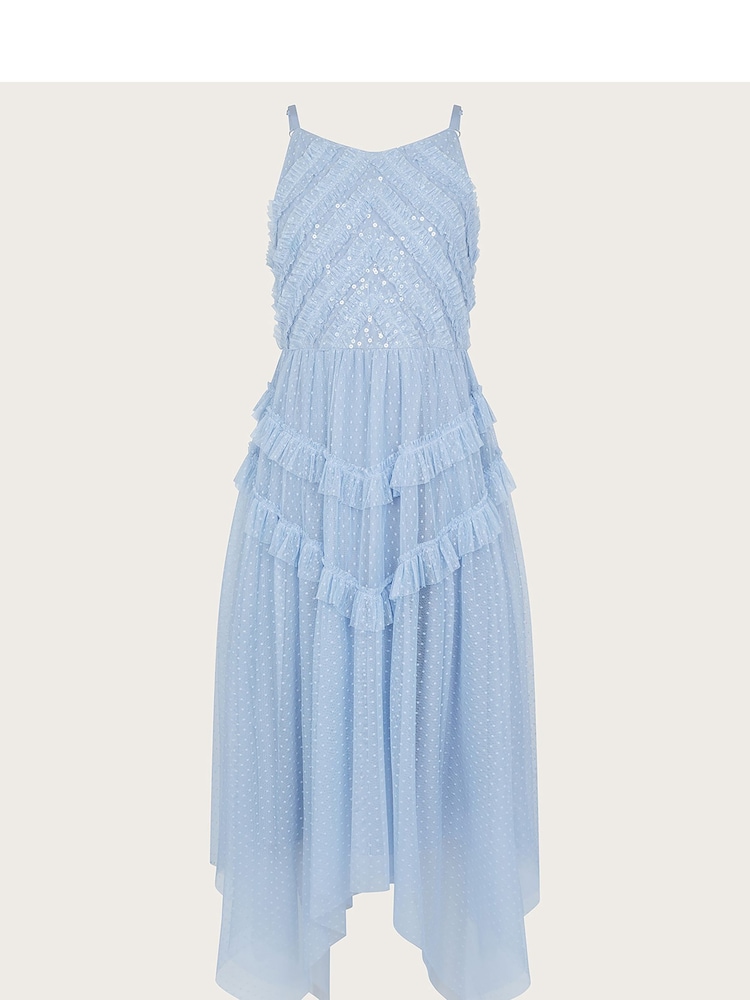 Monsoon Blue Shiloh Ruffle Prom Dress - Image 1 of 3