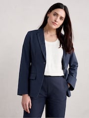 Seasalt Cornwall Blue Petite Erica Linen Blend Blazer - Image 1 of 5