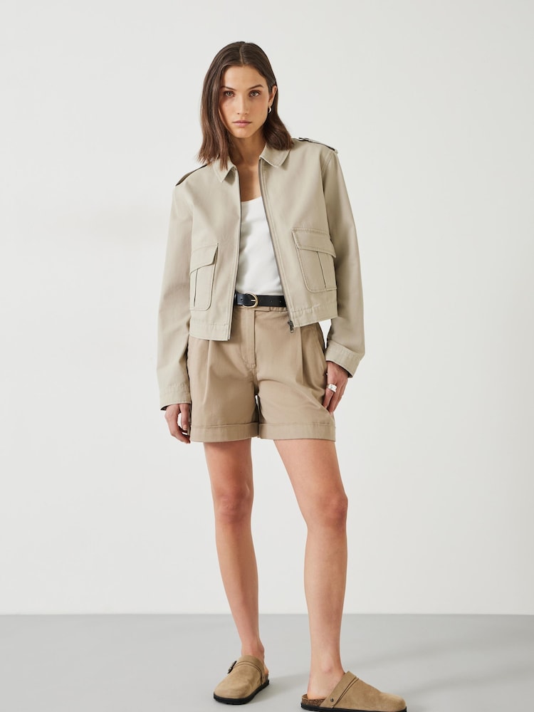 Hush Nude Laurie Zip-Up 100% Cotton Utility Jacket - Image 3 of 5