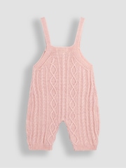 JoJo Maman Bébé Pink Knitted Dungarees & Top Set - Image 3 of 9