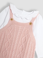 JoJo Maman Bébé Pink Knitted Dungarees & Top Set - Image 9 of 9