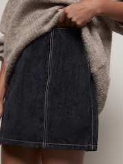 Navy Velvet Flocked Hourglass Mini Skirt - Image 3 of 6