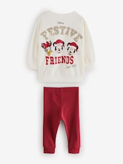 Cream Christmas Disney Minnie Mouse 100% Cotton Top and Leggings Set (3mths-7yrs) - Image 2 of 8
