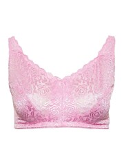 Yours Curve Pink Hi Shine Lace Non Wired Bra - Image 2 of 3