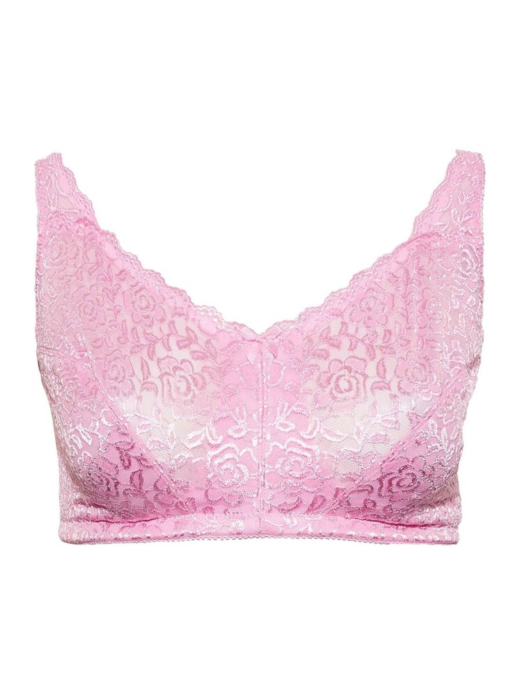 Yours Curve Pink Hi Shine Lace Non Wired Bra - Image 2 of 3