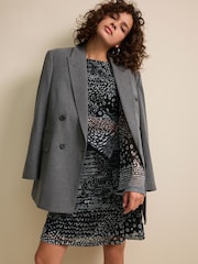 Mono Print Long Sleeve Mini Mesh Dress - Image 3 of 6