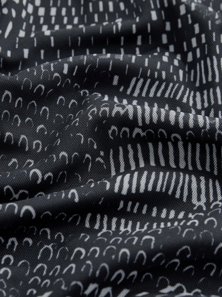 Mono Print Long Sleeve Mini Mesh Dress - Image 6 of 6