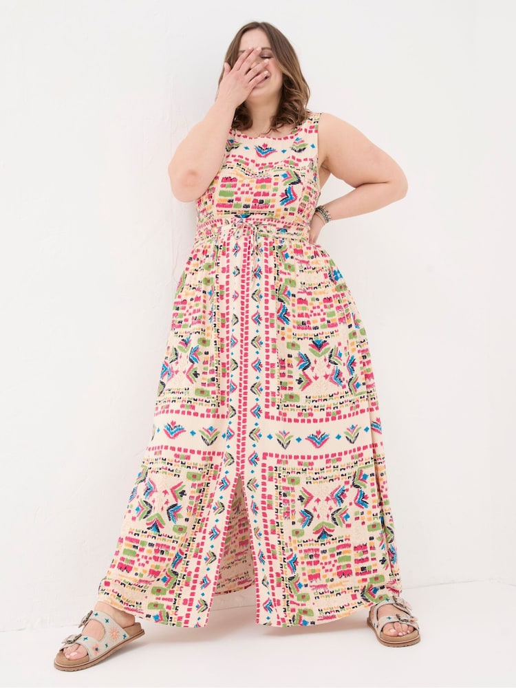 FatFace Carmen Natural Trail Marks Maxi Dress - Image 1 of 5
