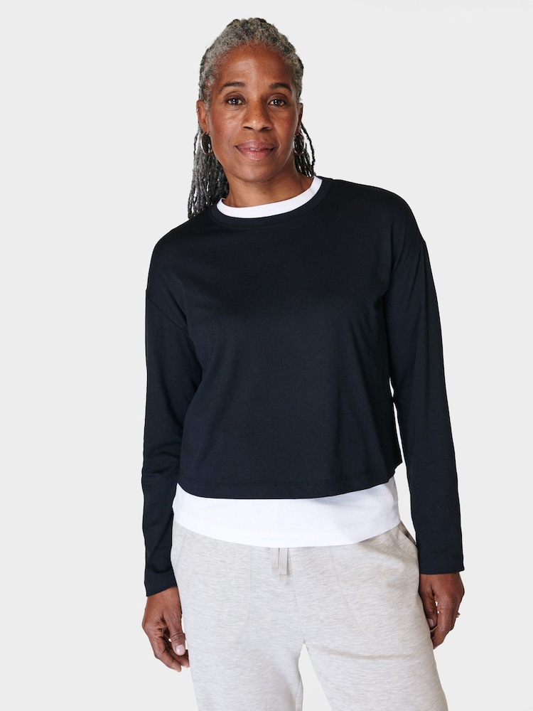 Sweaty Betty Basic Kurz geschnittenes Shirt mit langen Ärmeln - Bild 1 von 14