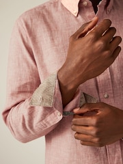 White/Blue/Pink Cotton Linen Blend Roll Sleeve Oxford Shirts 3 Pack - Image 10 of 13