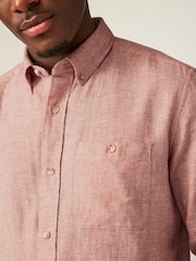 White/Blue/Pink Cotton Linen Blend Roll Sleeve Oxford Shirts 3 Pack - Image 11 of 13