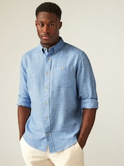 White/Blue/Pink Cotton Linen Blend Roll Sleeve Oxford Shirts 3 Pack - Image 12 of 13