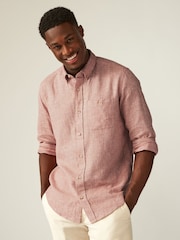 White/Blue/Pink Cotton Linen Blend Roll Sleeve Oxford Shirts 3 Pack - Image 7 of 13