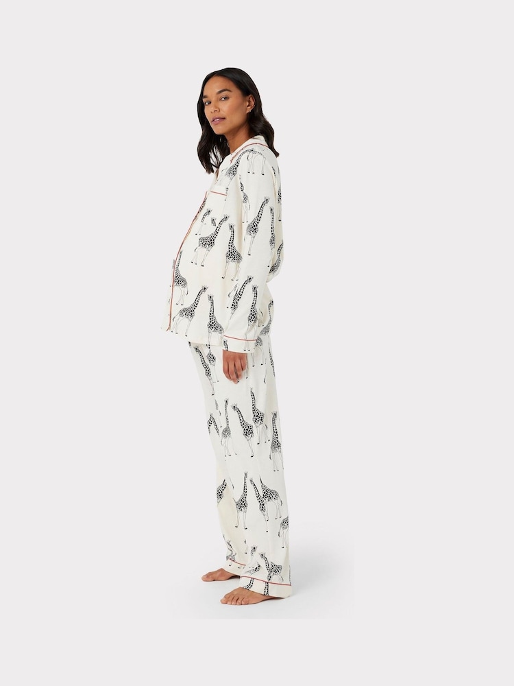 Chelsea Peers Cream Maternity Trouser Pyjamas Set - Image 2 of 5 Chelsea Peers Cream Maternity Trouser Pyjamas Set - Image 2 of 5