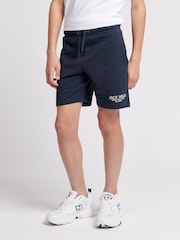 Jack Wills Blue Navy Boys Loopback 100% Cotton Shorts - Image 1 of 7