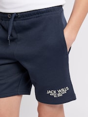 Jack Wills Blue Navy Boys Loopback 100% Cotton Shorts - Image 3 of 7