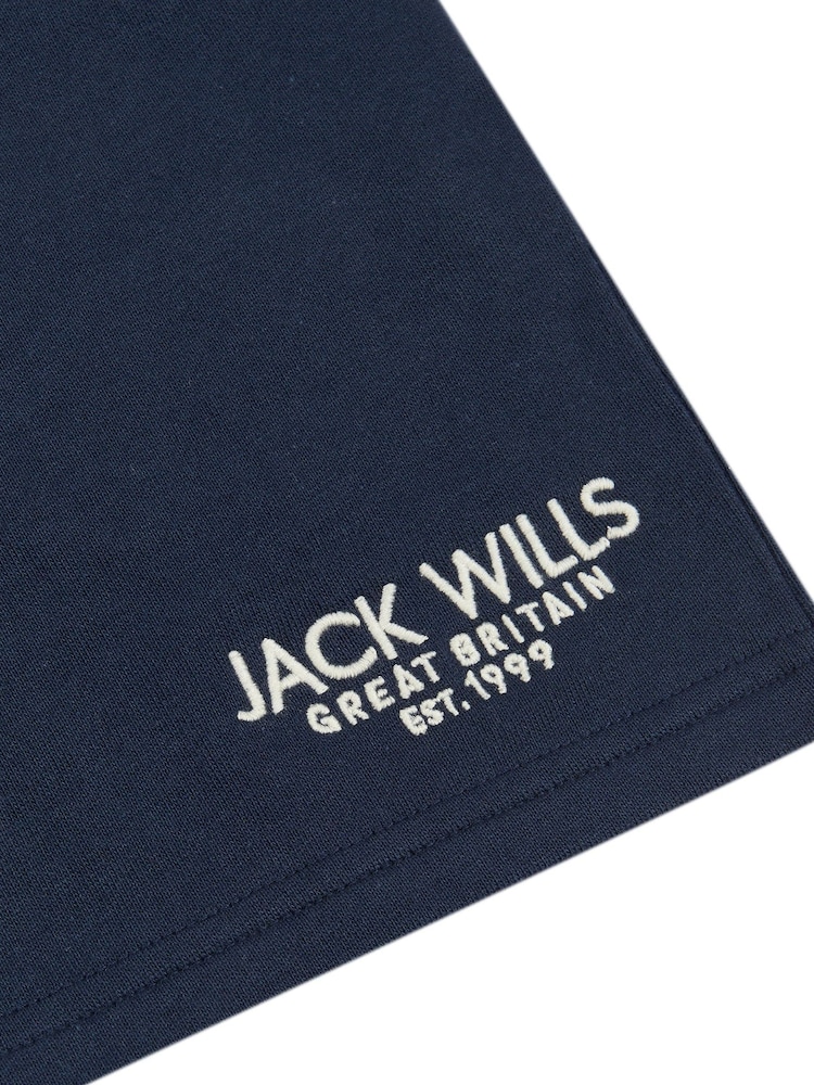 Jack Wills Blue Navy Boys Loopback 100% Cotton Shorts - Image 7 of 7