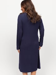 Nora Rose Blue Jersey Long Sleeve Short Nightdress - Image 3 of 4