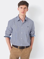 Crew Clothing Blue Classic Fit 100% Cotton Micro Gingham Shirt - Image 1 of 5