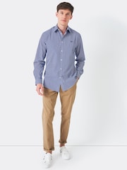 Crew Clothing Blue Classic Fit 100% Cotton Micro Gingham Shirt - Image 3 of 5