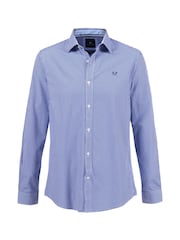 Crew Clothing Blue Classic Fit 100% Cotton Micro Gingham Shirt - Image 4 of 5