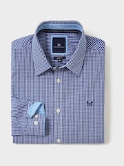 Crew Clothing Blue Classic Fit 100% Cotton Micro Gingham Shirt - Image 5 of 5