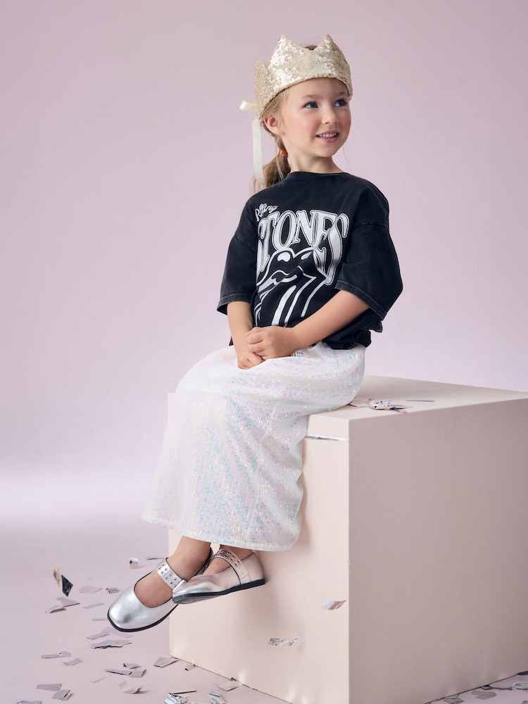 White Irredescent Maxi Sequin Skirt (3-16yrs) - Image 2 of 4