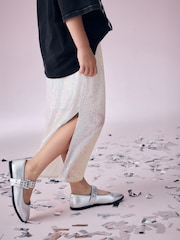 White Irredescent Maxi Sequin Skirt (3-16yrs) - Image 3 of 4