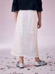 White Irredescent Maxi Sequin Skirt (3-16yrs) - Image 4 of 4