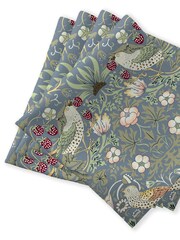 William Morris Gallery Blue Strawberry Thief Pack of 4 100% Cotton Napkins - Image 2 of 2