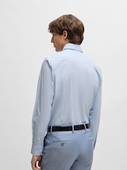 BOSS Blue Slim-Fit Shirt In Striped Easy-Iron Stretch Cotton - Image 2 of 6
