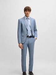 BOSS Blue Slim-Fit Shirt In Striped Easy-Iron Stretch Cotton - Image 3 of 6