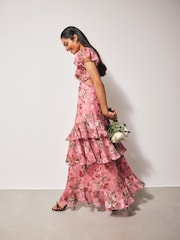 Anaya With Love Pink Printed Maxi Dress With Ruffle Details - Image 2 of 4