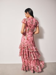 Anaya With Love Pink Printed Maxi Dress With Ruffle Details - Image 3 of 4