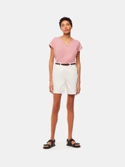 Whistles Pink Willa V-Neck Cap Sleeve T-Shirt - Image 3 of 5