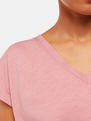 Whistles Pink Willa V-Neck Cap Sleeve T-Shirt - Image 4 of 5